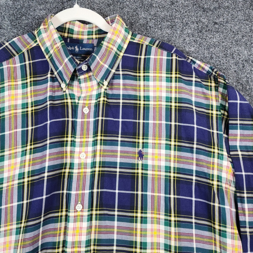 Ralph Lauren Blake‎ Men's Old Money Ivy League Preppy Plaid Button Shirt XL